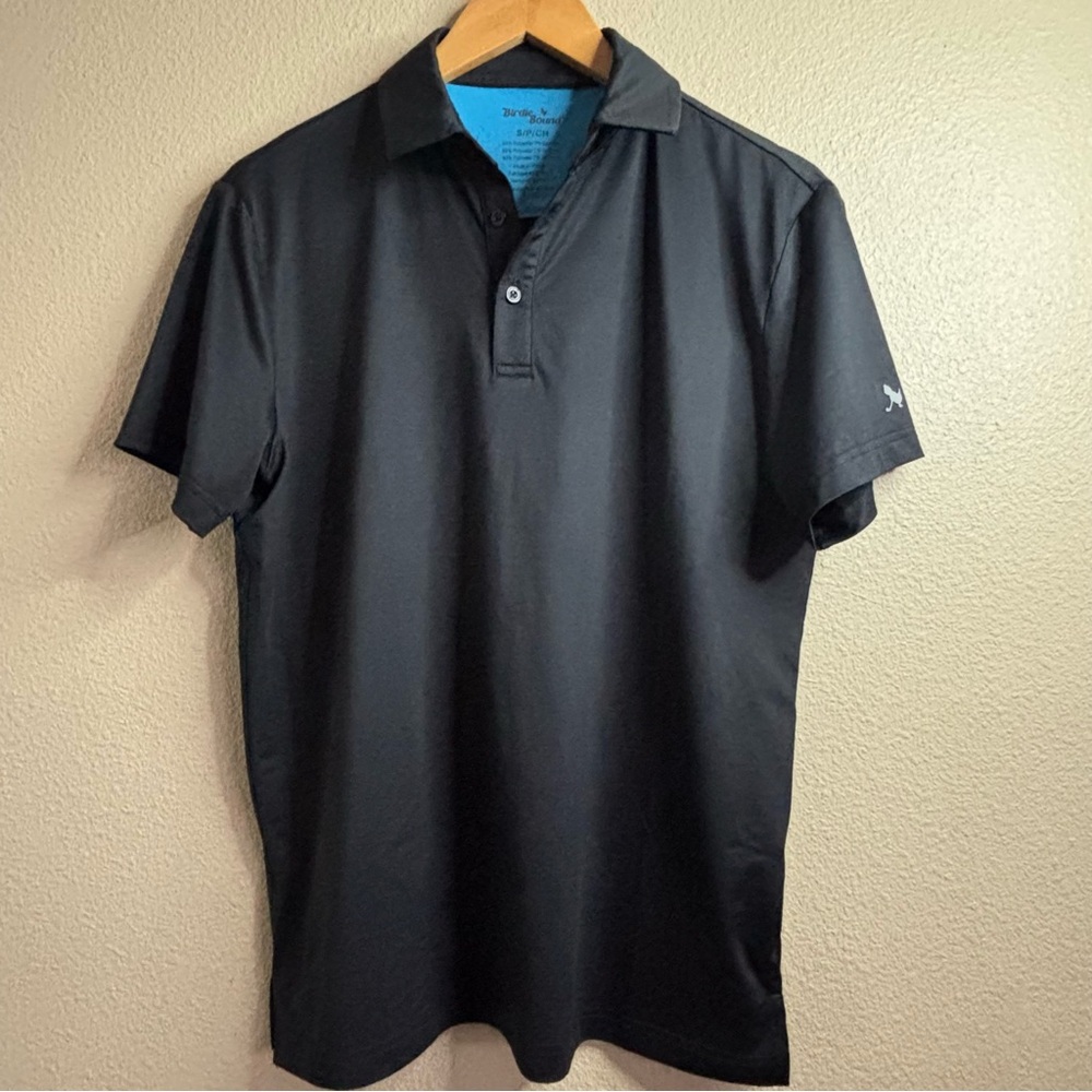 Birdiebound Stylish Black Golf Polo Shirt for Men size S